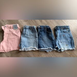 Lot of 4 Cat & Jack Kids Denim and Pink Shorts (like new)